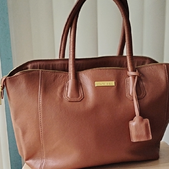Joy&Iman Handbags - Brown Leather Tote Bag/Handbag